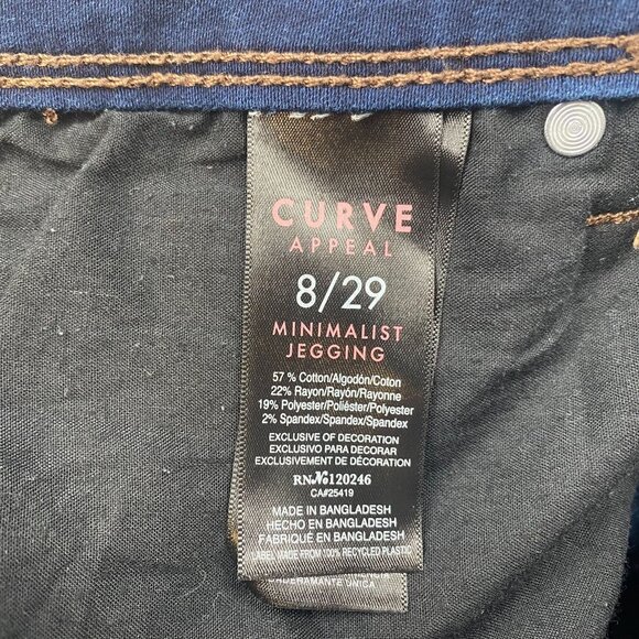 Curve Appeal Womens Jeans Size 8/29 Minimalist Jegging Skinny Ankle Blue Denim - Picture 11 of 16